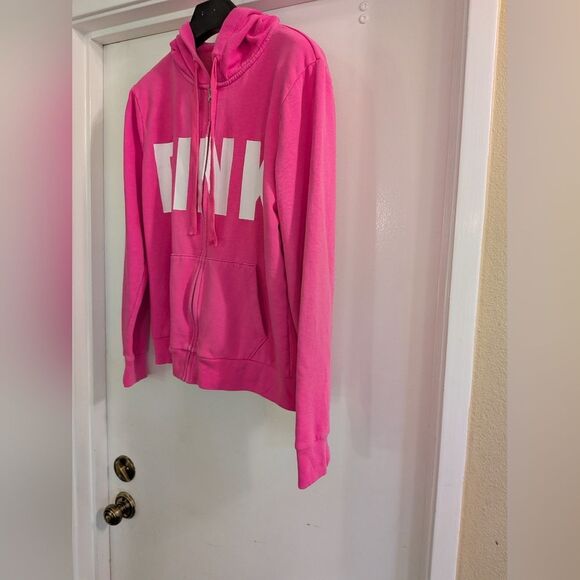 PINK Victoria's Secret Pink Hooded Sweatshirt Large Zippered Hoodie - Picture 4 of 7